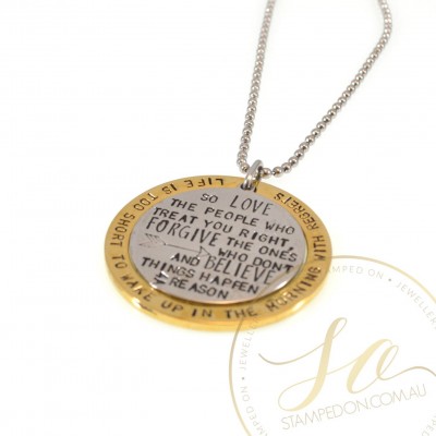Evolve Collection Personalised Hand Stamped Pendant - Stainless Steel Silver, Gold, Rose Gold