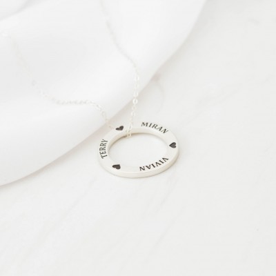 Family Circle Necklace - Custom Family Necklace - Personalized Minimalist Necklace - Custom Name Necklace - VALENTINES GIFTS