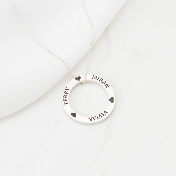 Family Circle Necklace - Custom Family Necklace - Personalized Minimalist Necklace - Custom Name Necklace - VALENTINES GIFTS