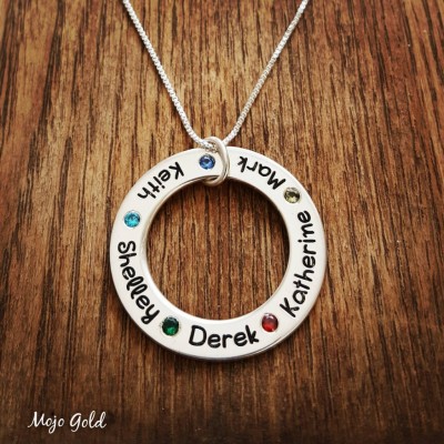Family Circle Necklace/ Woman's Personalized Necklace/Family Necklace With Birthstones/Necklace with Birthstoness/Gift For Grandmother
