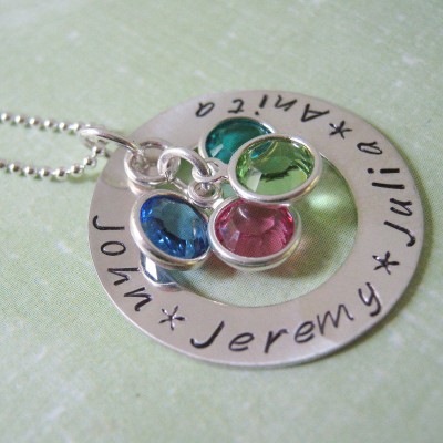 Family Necklace - Personalized Gift -  Circle Necklace - Custom Children Name Ring - Eternity Necklace - Mother Gift