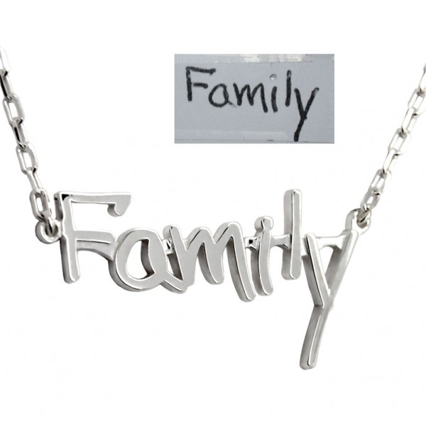 Family Necklace, Custom Word Necklace, Personalized Handwritten Necklace with Block Letters, Customize Necklace, Memorial Gift For Wife mom