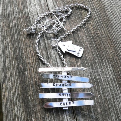 Family Signpost Pendant - Custom sterling silver necklace