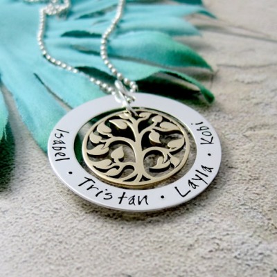 Family Tree Necklace - Family Name Necklace - Mothers Necklace - Personalized Jewelry - Tree Of Life Necklace - Mom Jewelry - Gift For Her