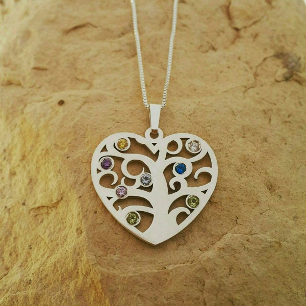 Family Tree Necklace Heart Pendant Silver Heart Pendant Silver Necklace Family Tree Necklace For Mom Necklace Personalized Gift For Mom
