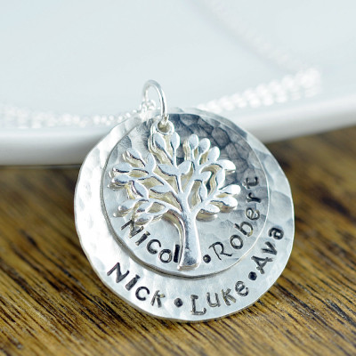 Family Tree Necklace, Mother Necklace Personalize, Family Tree Jewelry, Kids Name Necklace, Grandchildren, Gift for Grandmother, Mom Gift