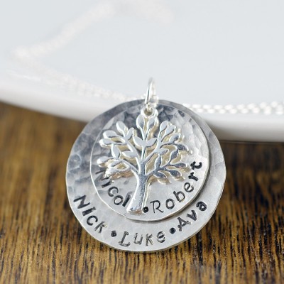 Family Tree Necklace, Mother Necklace Personalize, Family Tree Jewelry, Kids Name Necklace, Grandchildren, Gift for Grandmother, Mom Gift