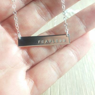 Fearless inspirational bar necklace, anniversary necklace, date necklace, family necklace, mom necklace, gift for her