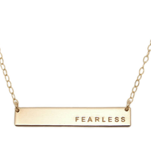 Fearless inspirational bar necklace, anniversary necklace, date necklace, family necklace, mom necklace, gift for her