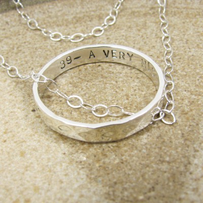 Fine Silver Promise Ring Pendant Necklace with Sterling Silver Chain