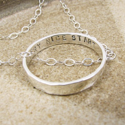 Fine Silver Promise Ring Pendant Necklace with Sterling Silver Chain