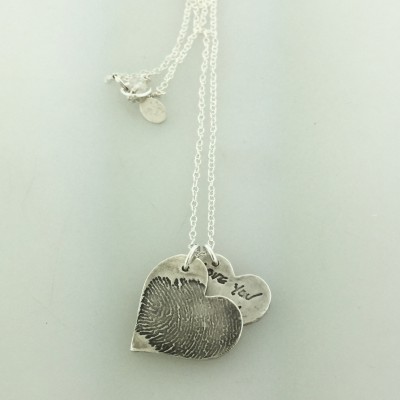 Fingerprint and Actual Handwriting necklace made from actual fingerprint and writing/signature