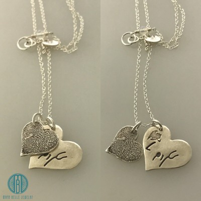 Fingerprint and Actual Handwriting necklace made from actual fingerprint and writing/signature
