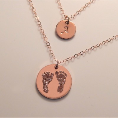 Footprint Necklace • Actual Baby Footprint • Paw Print • Hand Print • Mom Gift • Mother Necklace • Push Present •  Baby Shower Gift