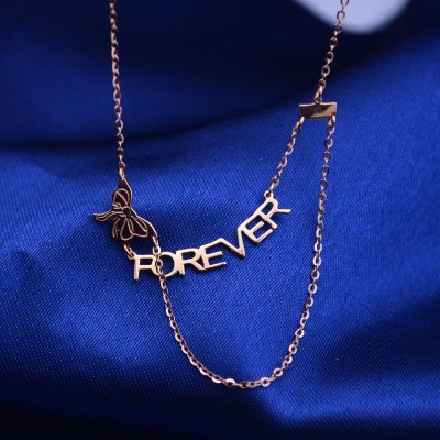 Forever 18k Rose Gold Words Necklace Custom Name Personalized Words Neklace for Wedding Birthday Valentine's Mother's Day