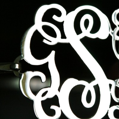 Free Shipping - monogram bracelet - 1" inch 25 mm  - %100 handmade monogram - 925 sterling silver monogram bracelet