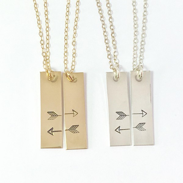 Friendship necklaces set of two best friend necklace gift for friend matching set of 2 personalized gold arrow necklace initial disc sisters