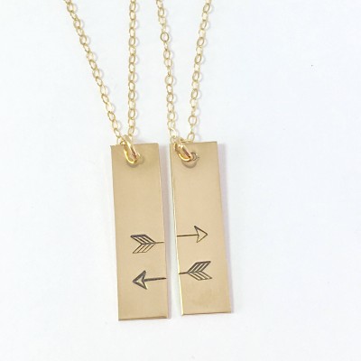 Friendship necklaces set of two best friend necklace gift for friend matching set of 2 personalized gold arrow necklace initial disc sisters