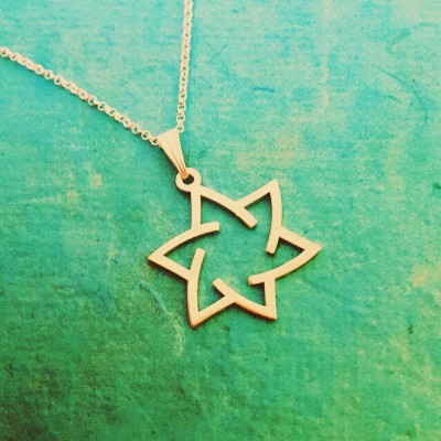GOLD Magen David / 18K Gold Plated Jewish Star  Star of David pendant / Star of David chain / Handmade Jewish Star of David
