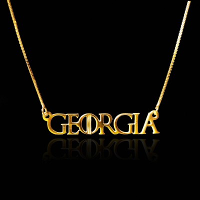 Game Of Thrones Name Necklace Gold 14k Name Pendant Necklace Name Gold Pendant Nameplate Name Necklace pendant Gold typography Necklace