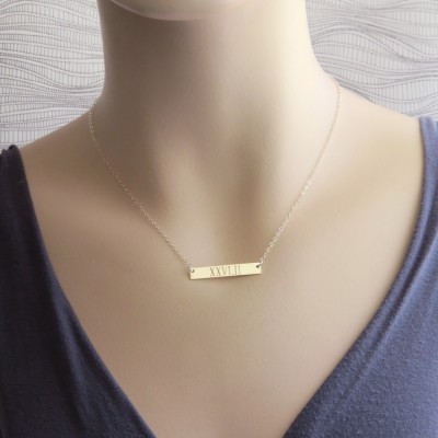 Gift For Runner • Engraved Bar Necklace • Marathon in Roman Numerals • Runner Necklace • Marathon Jewelry • Runner's Gift • She Believed