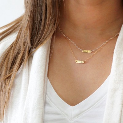 Gift for Mom, Two Initial Necklaces, Gift for Sister, Layered Necklace Set, Delicate Gold Necklace, Personalized Necklace, Tiny Bar Necklace