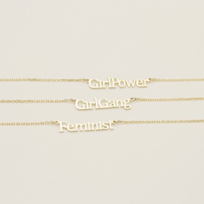 Girl Power Necklace - Custom Word Necklace - Personalized Name Necklace  - Minimal Name Jewelry - Motivational Jewelry PN02F111
