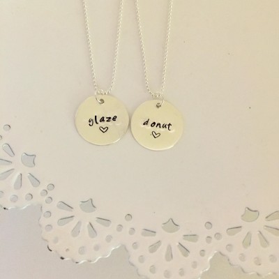 Glaze and Donut Necklace | Best Friend Necklace Set | Silver Bestie Necklace | Best Friend Jewelry | BFF Quote | Friendship Necklace