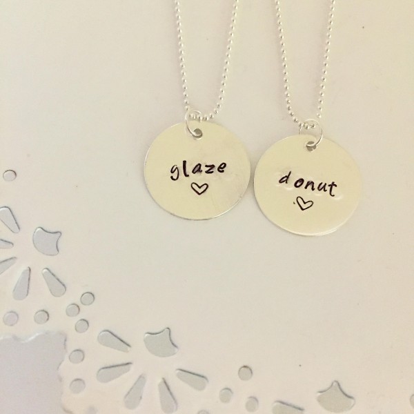 Glaze and Donut Necklace | Best Friend Necklace Set | Silver Bestie Necklace | Best Friend Jewelry | BFF Quote | Friendship Necklace