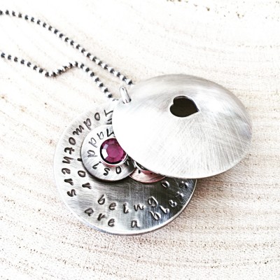 Godmother Gift, Hand Stamped Locket Necklace, Personalized Locket, Domed Locket, Quote Jewelry, Personalized Quote Necklace