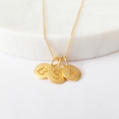 Gold 3 Initial Charm Necklace - Personalized - Initial Necklace - Gold Necklace