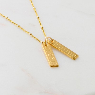 Gold Bar Necklace - Initial Personalized Necklace - Layered Necklace - Verticle Bar Necklace - Name Plate Necklace - Custom Name Necklace