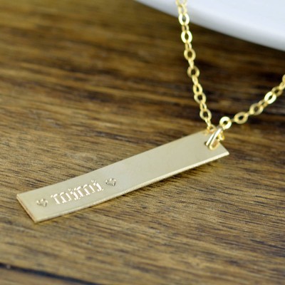 Gold Bar Necklace, Monogrammed Necklace, Gold Engraved Necklace, Name Necklace, Gift for Wife, Bridesmaid Gift, Gift Women