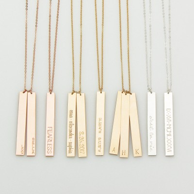 Gold Bar Necklace N203 • silver, personalized, custom hand stamped, bar, tag, name bar necklace, mom necklace, multiple, bridesmaids gift