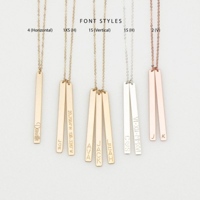 Gold Bar Necklace N206 • silver, personalized, rose, hand stamped, tag, name bar necklace, mom necklace, multiple, bridesmaids gift