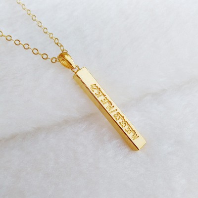 Gold Coordinate Necklace,Personalized Bar Necklace Gold,Engraved Bar Necklace,Gold Long Bar Necklace,Custom Latitude Longitude Jewelry