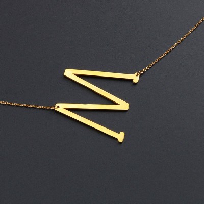 Gold Custom Skinny Chain 24K Gold Letters Womens Necklace Pendent Alphabet Chain Dressy Jewelry Accessories