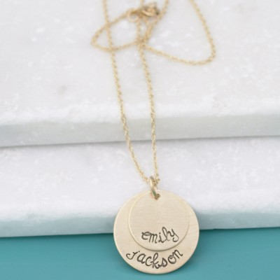 Gold Hand Stamped Jewelry - Personalized Necklace - Mothers Mommy necklace - Custom Gold Mom Mother's Necklace - Personalized Gold Jewelry