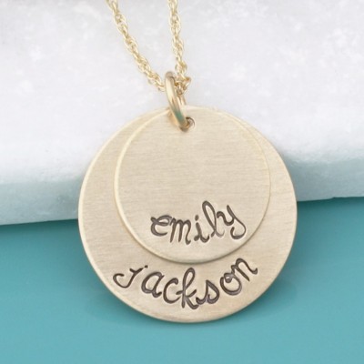 Gold Hand Stamped Jewelry - Personalized Necklace - Mothers Mommy necklace - Custom Gold Mom Mother's Necklace - Personalized Gold Jewelry