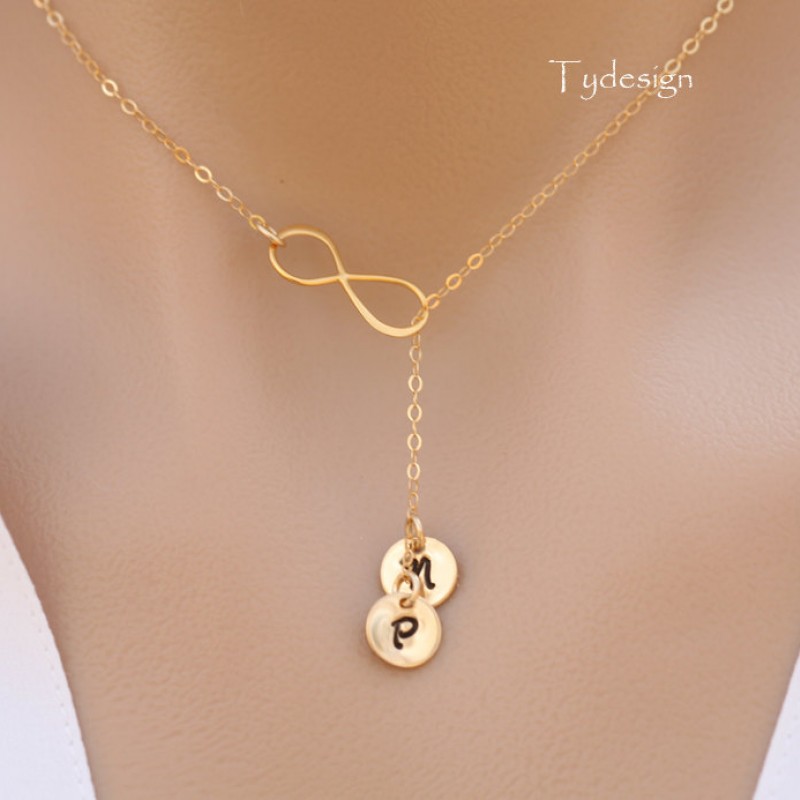 Double layer initial necklace,personalized sideways infinity necklace,hand  stamped,custom font monogram,Bridesmaid gifts,custom message card