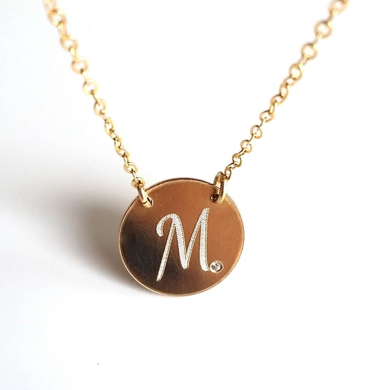 Gold Initial Disc Necklace – Mint Kiss