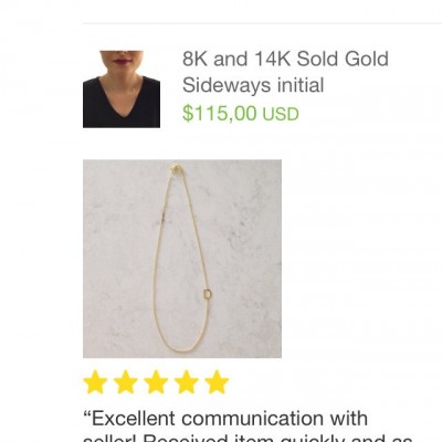 Gold Initial Necklace / 8K and 14K Sold Gold Sideways initial Necklace / Alphabet Necklace /Multiple Letter Necklace / Personalized Necklace