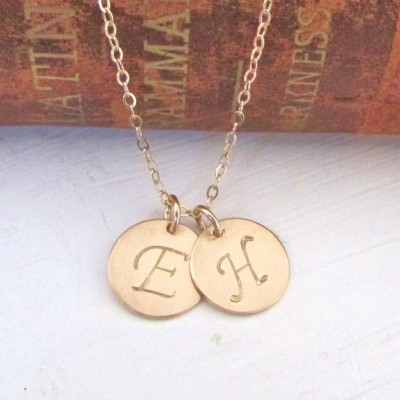 Gold Initial Necklace, Double Gold Initial Necklace, Two Gold Initials, Gold Letter Necklace, Personalized Jewelry