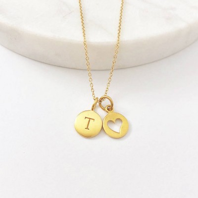 Gold Initial and Heart Necklace - Initial Necklace - Custom Initial Necklace - Personalized Jewelry