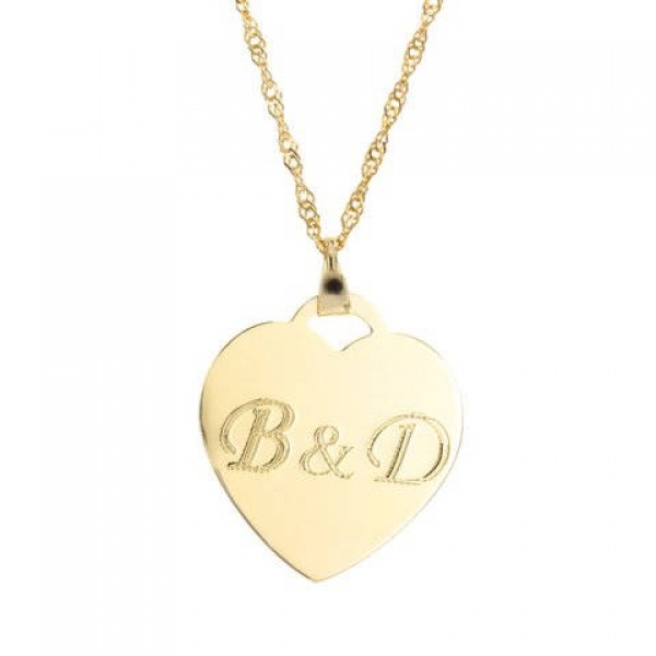 Gold Initials Necklace - Heart Necklace - Personalized Necklace - Engraved Necklace - Personalized Jewelry - Personalized Gift - Best Friend