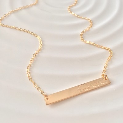 Gold Mama Bear Necklace - gold filled skinny bar - hand stamped bar - custom layering necklace - gift for her - christmas gift - personalize