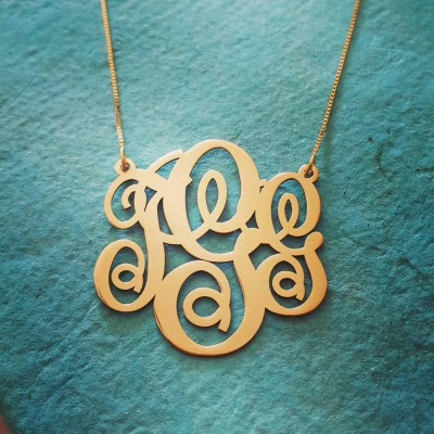 Gold Monogram Necklace / Gold Plated Monagram Chain / 18k Gold Plated Necklace / Open chain design Personalized Necklace / Mother's Day Gift