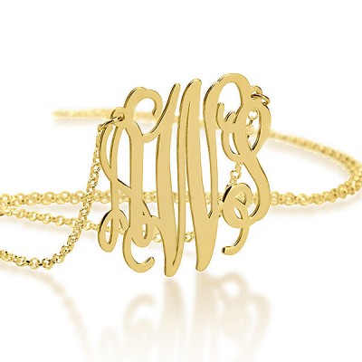 Gold Monogram Necklace 1.75 Inch - 18K Gold Plated - Personalized Jewelry