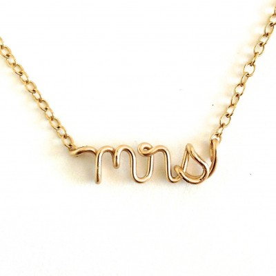 Gold Mrs Necklace. Mrs Name Necklace. Bridal wedding day necklace. Proposal Necklace. AzizaJewelry