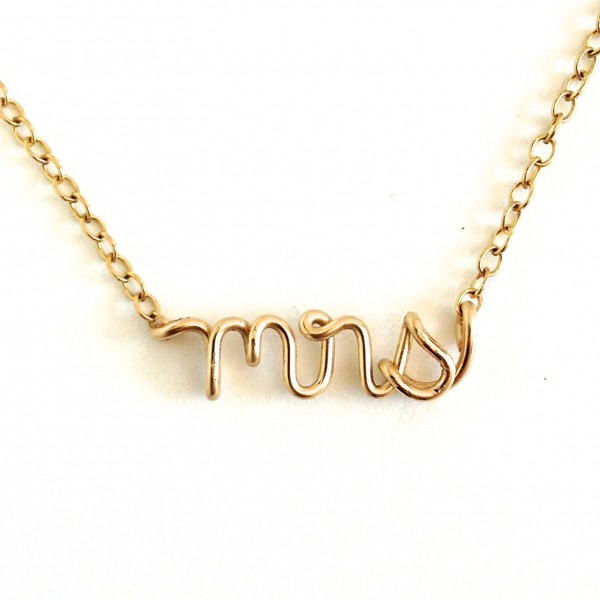 Gold Mrs Necklace. Mrs Name Necklace. Bridal wedding day necklace. Proposal Necklace. AzizaJewelry